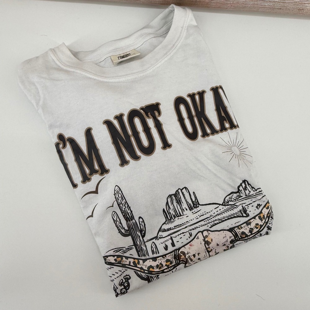 Comfort Colors Im Not Okay Desert Longhorn Skull Graphic T-Shirt White Large